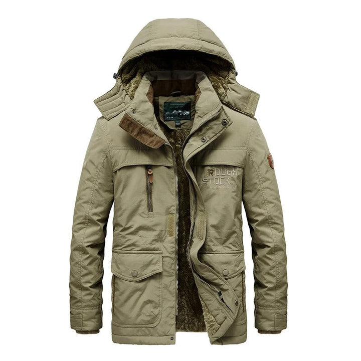 Hochwertige Stofftextur der Herren Winterjacke Daan, strapazierfähige Winterkleidung für langanhaltende Wärme und Komfort.