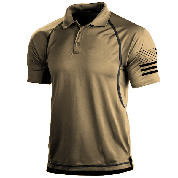 Khakifarbenes Herren Outdoor T-Shirt, vielseitig für Freizeit & Sport. Atmungsaktives Kurzarm-Shirt für Männer.