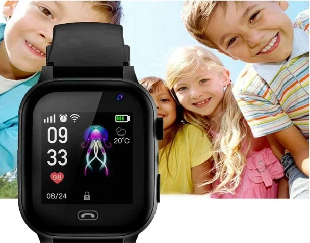 Spritzwassergeschützte KidSafe Pro Kinder GPS Uhr mit 4G für Eltern-App Steuerung & sichere Kommunikationsfunktionen.