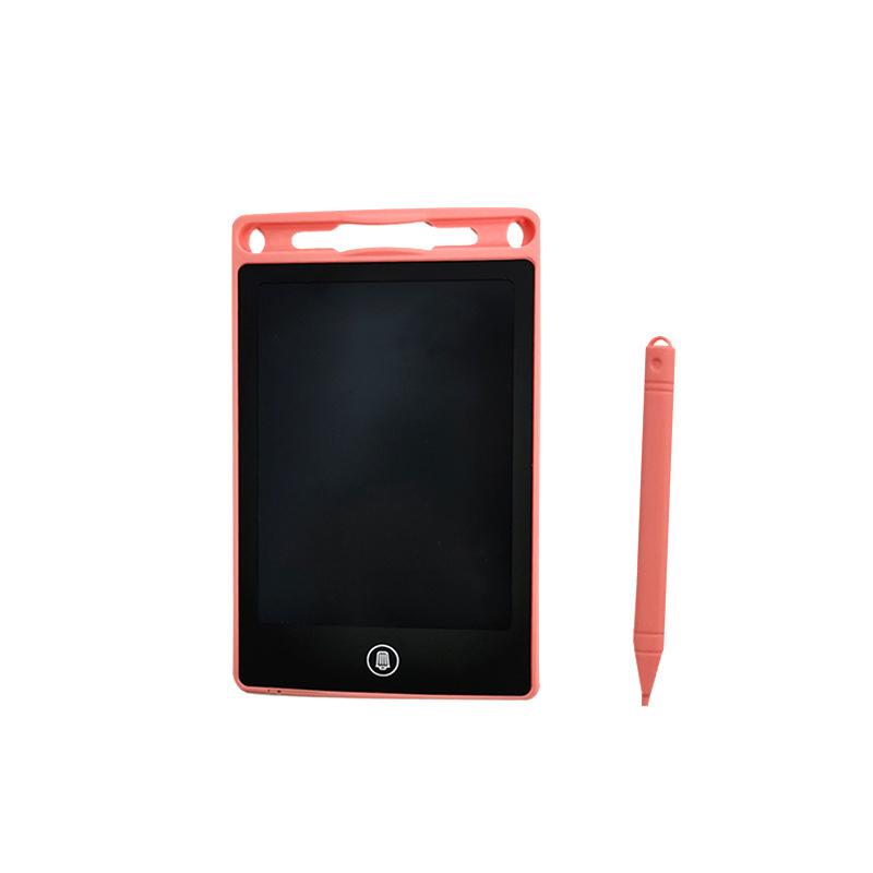 Nahaufnahme eines Kinder-LCD-Schreibtabletts mit einer Zeichnung, bereit zum Löschen für neue kreative Ideen.