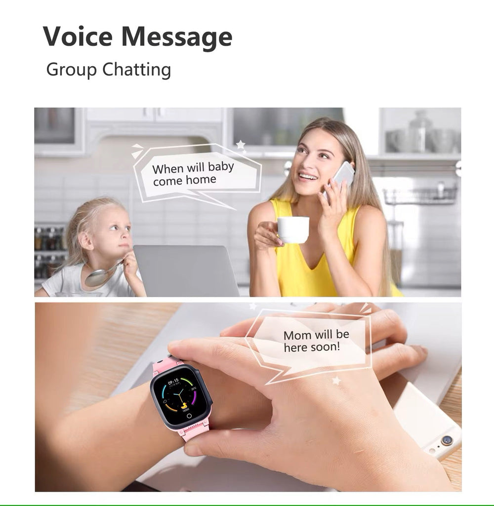 Smarte Kinderuhr mit 4G, GPS, Videoanruf & SOS-Taste für mehr Sicherheit. Ideal für aktive Kinder.