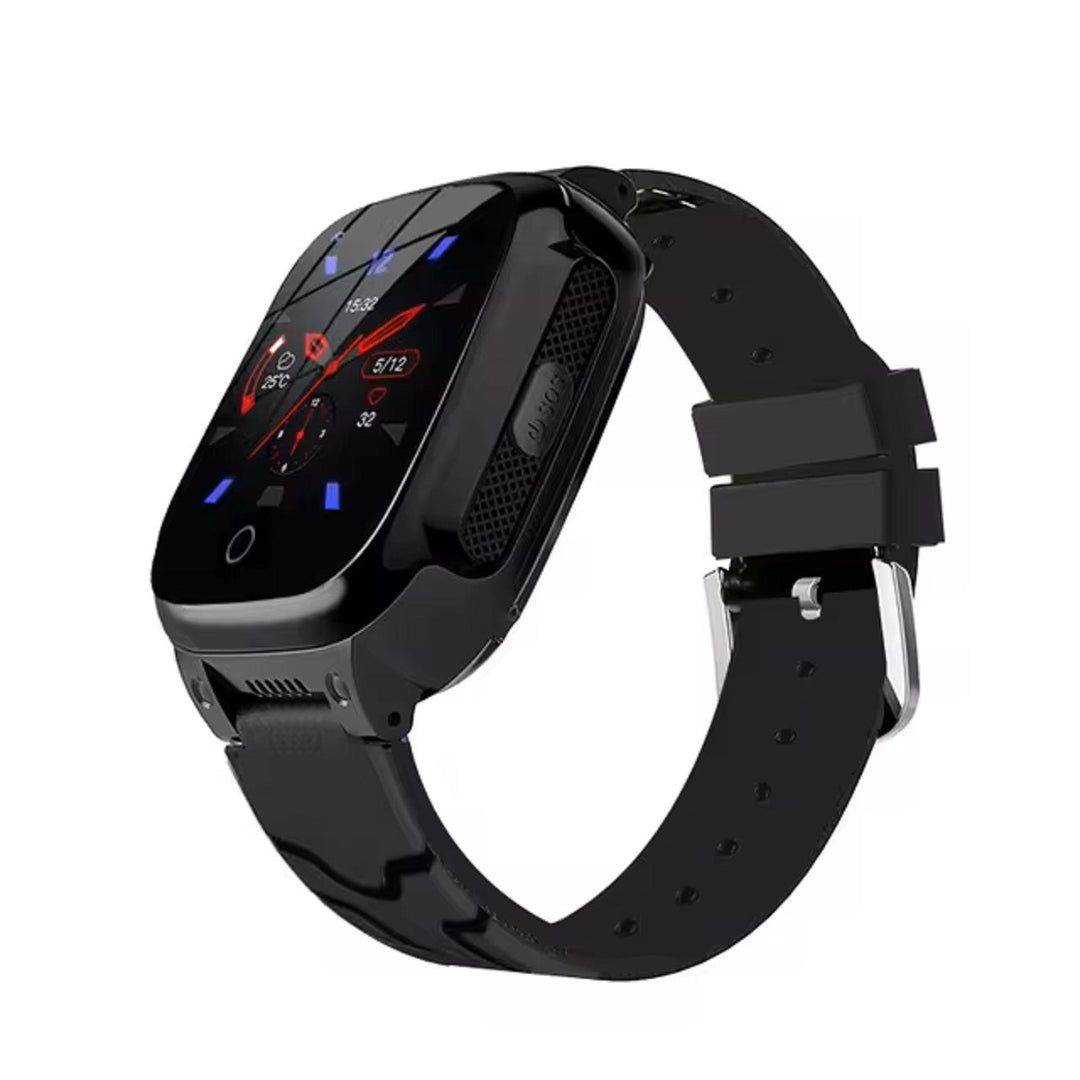 Detailansicht der Kinder Smartwatch mit farbigem Display, zeigt Anrufsymbol & GPS-Signal. Einfache Bedienung.