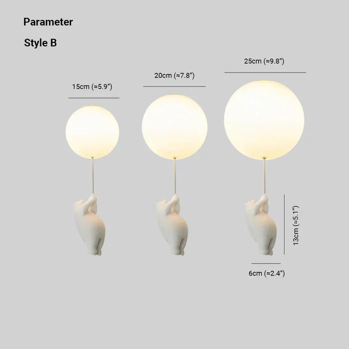 Detailansicht der Kinder-Deckenleuchte Bär & Ballon; verspieltes Design für Mädchen & Jungen.