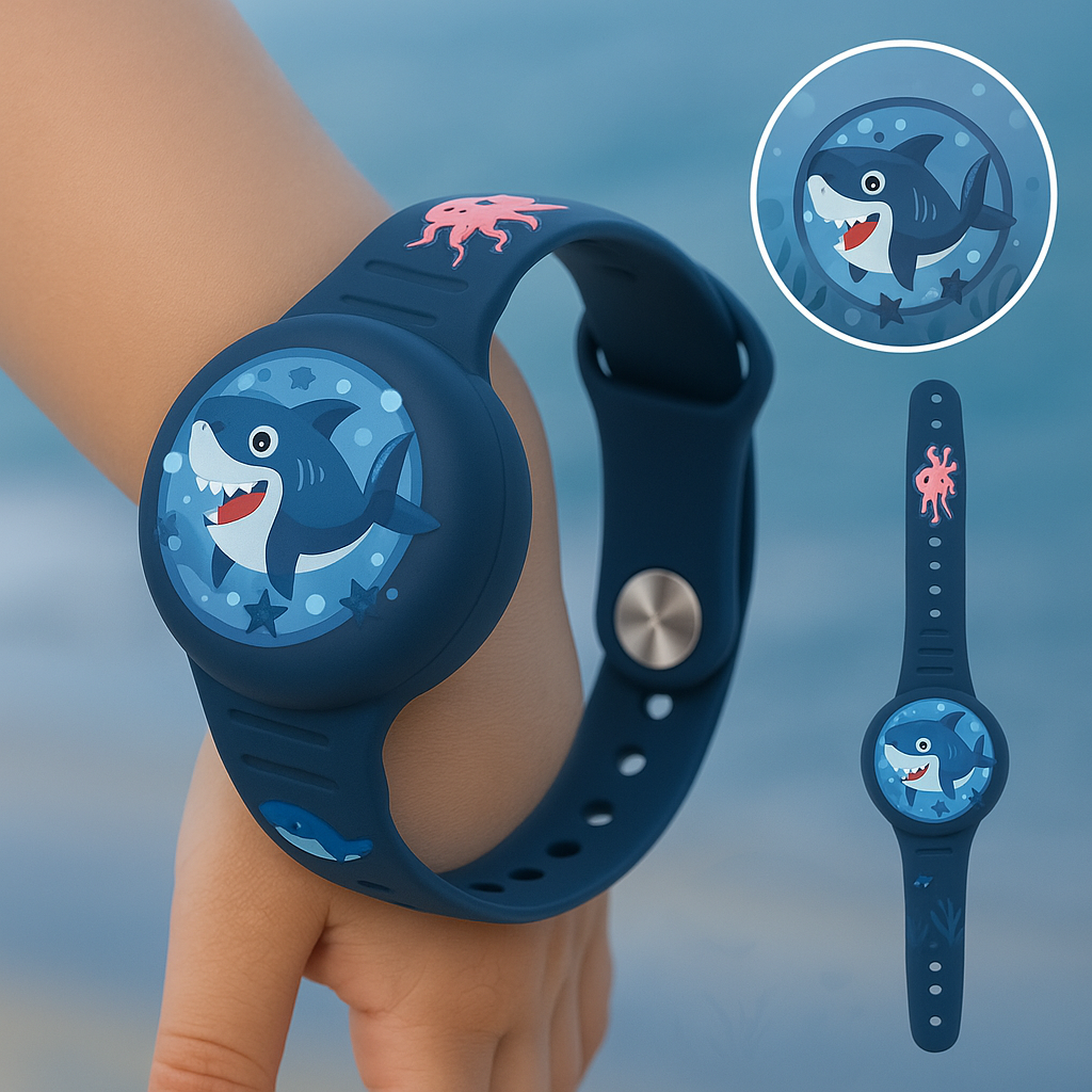 Ansicht von oben: Kinder GPS Armband mit klarem Display. Ideal für Kindersicherheit und Standortverfolgung.