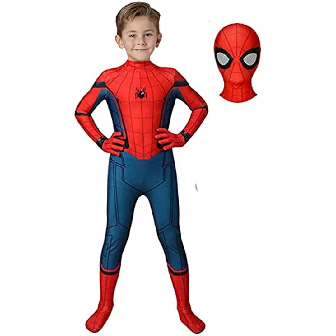 Kinder Superhelden Kostüm Ganzkörperanzug mit Maske für Jungen & Mädchen, perfekt für Fasching, Halloween & Rollenspiele.