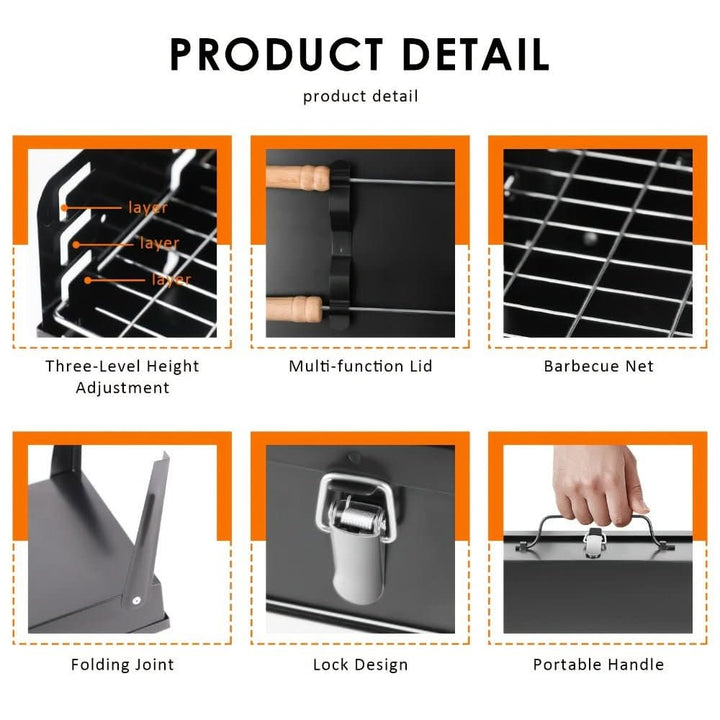 Moderner Klappgrill, leicht & stabil, ideal für spontane BBQ-Events und Reisen.