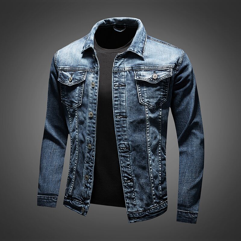Klassische blaue Herren Denimjacke 'Archer' als stilvolle Übergangsjacke für einen lässigen Freizeit-Look.