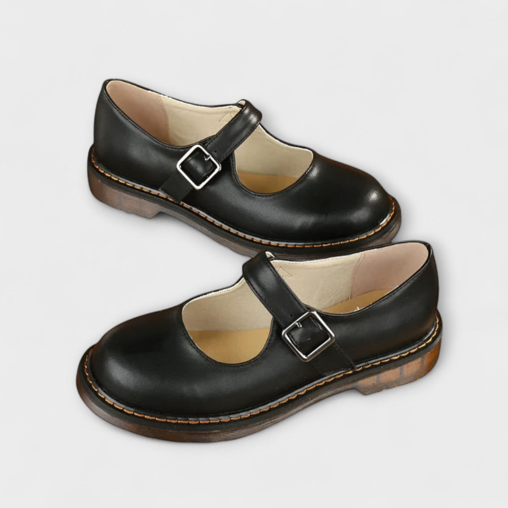 Zeitlose Damen Mary Jane Flachschuhe in klassischem Design, bequem für Freizeit und Büro, vielseitig kombinierbar.