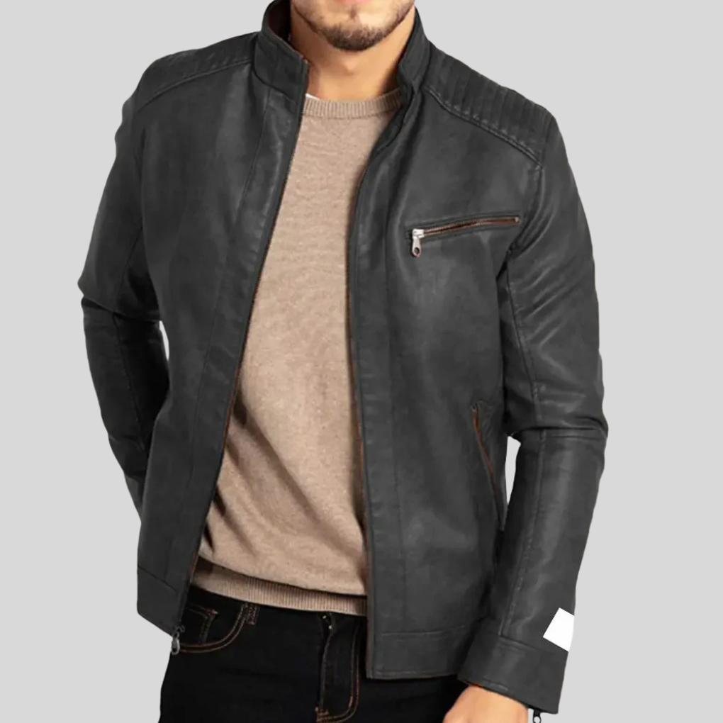 Elegante Herren-Bomberjacke mit Stehkragen und Reißverschluss, komfortable Passform für den modernen Mann.