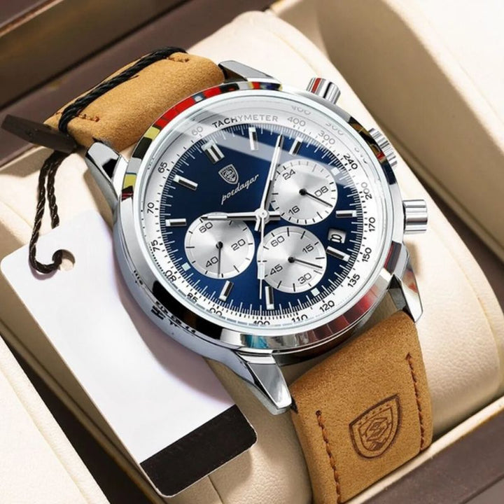 Klassische Herren Chronograph Armbanduhr, perfekt kombiniert mit einem Anzug, zeitloses Design.