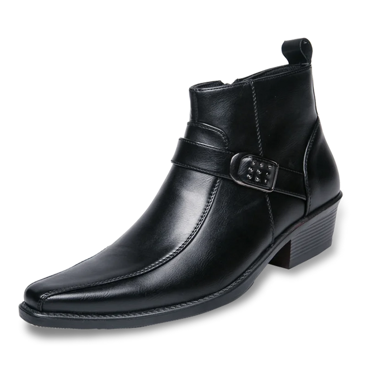 Elegante Felix Lederstiefel für Herren, Vintage-Stil, mit dekorativen Schnallen – ideal für Frühling & Herbst.