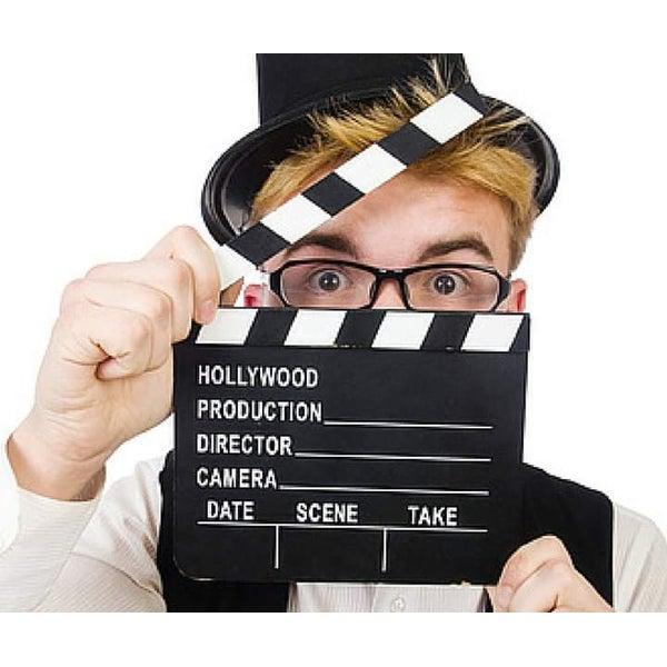 Authentische Holz-Filmklappe, vielseitig einsetzbar als Filmzubehör, Dekoration oder Sammlerstück.