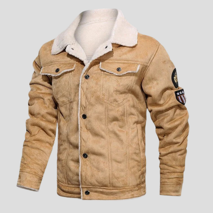 Robuste schwarze Herren-Bikerjacke im klassischen Stil mit Reißverschluss für Freizeit.