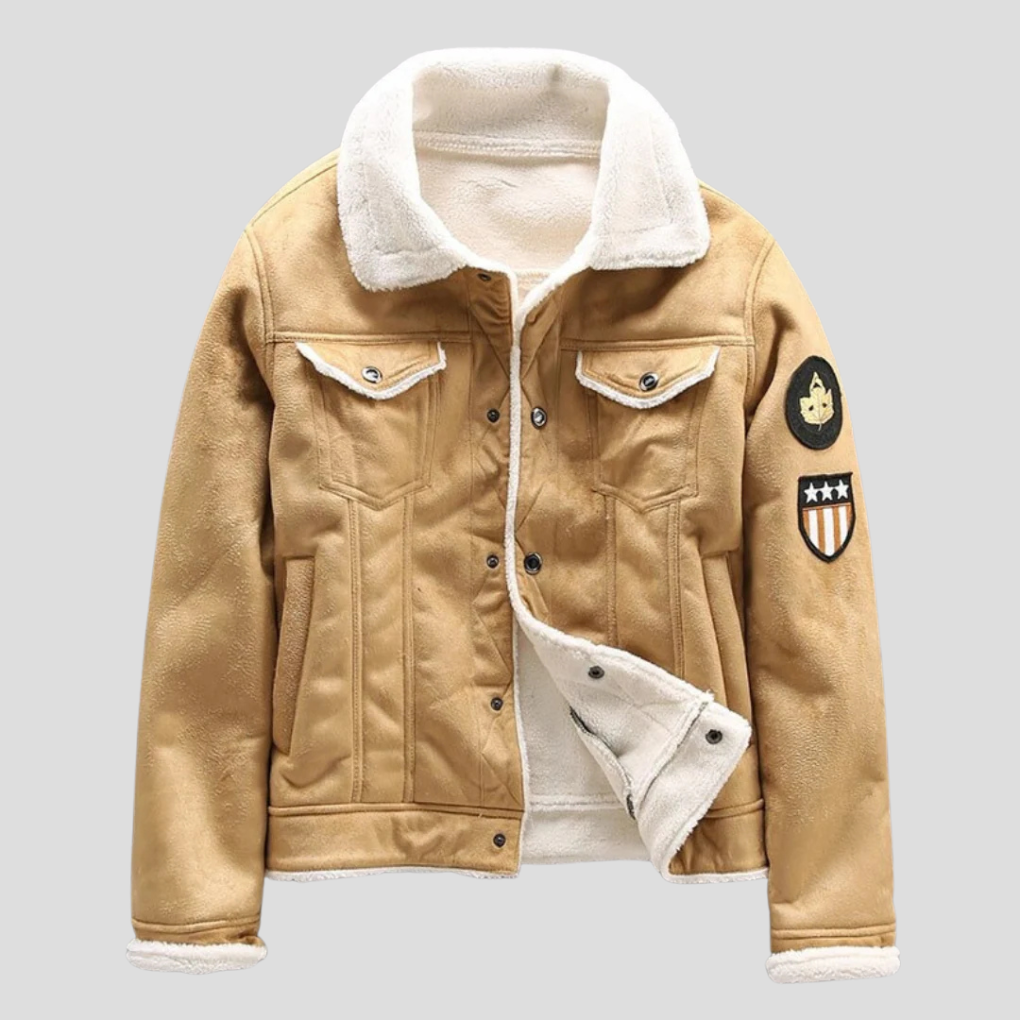 Elegante Herren-Bikerjacke in Braun, ideal als Ganzjahresjacke und stylische Freizeitjacke.