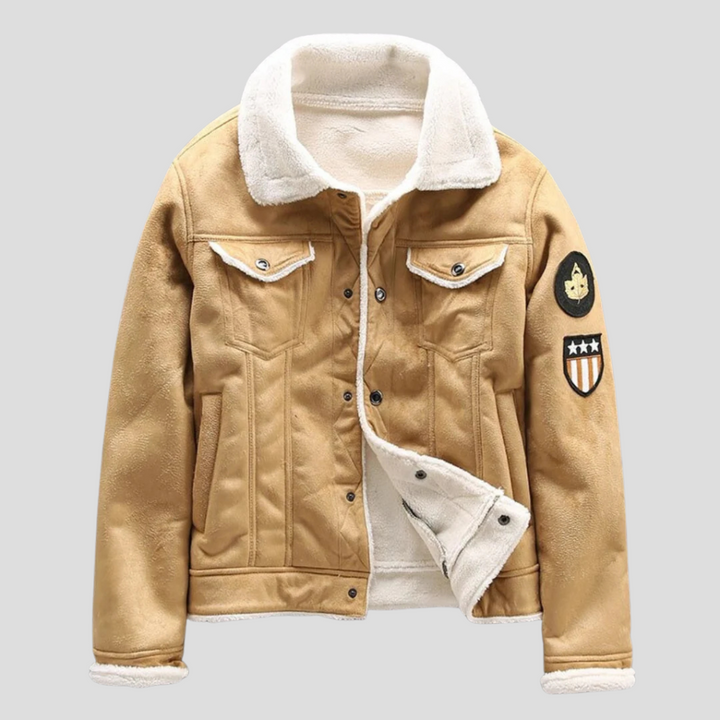 Elegante Herren-Bikerjacke in Braun, ideal als Ganzjahresjacke und stylische Freizeitjacke.
