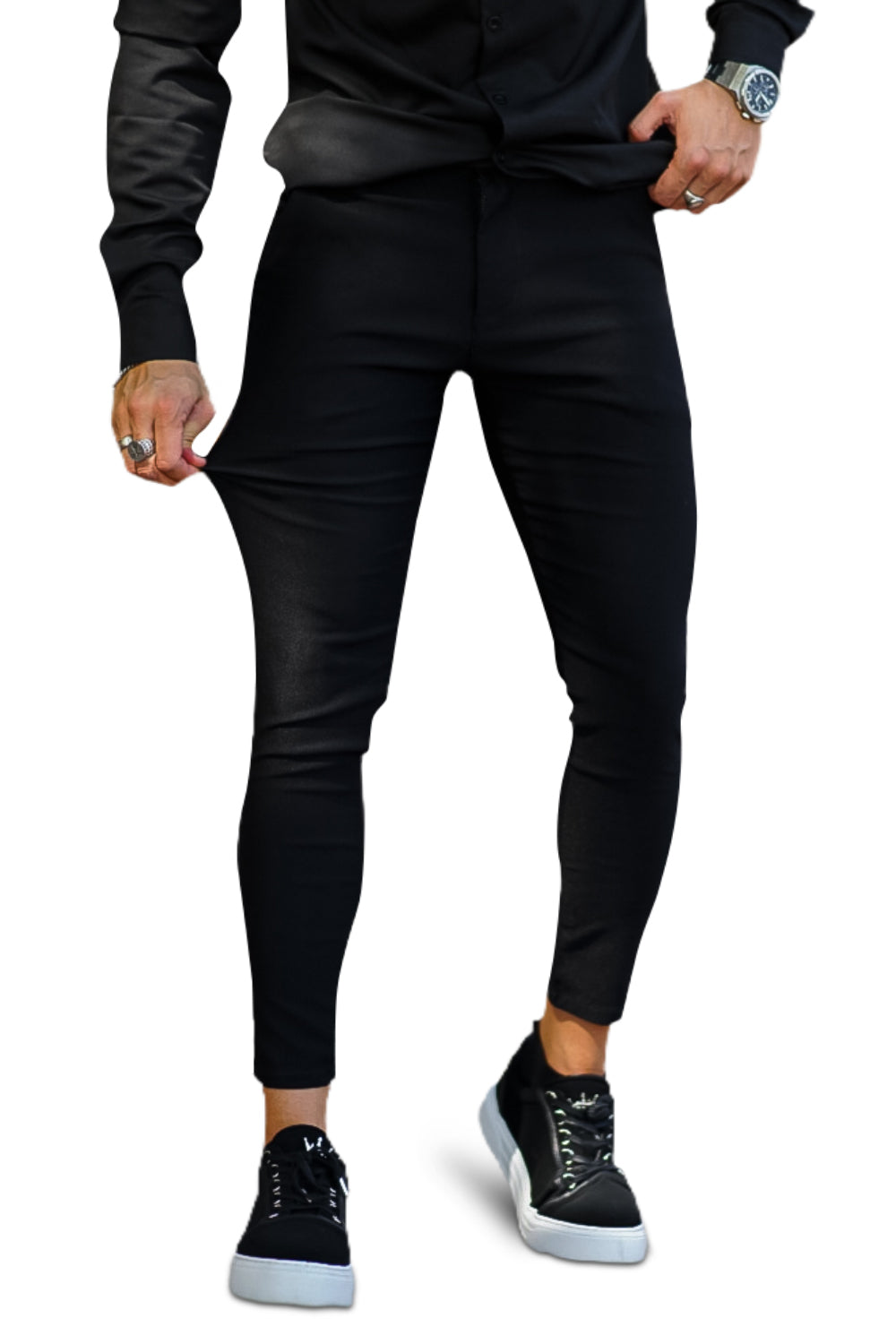 Elegante schwarze Business-Stoffhose für Herren, perfekt für Büro und formelle Anlässe.