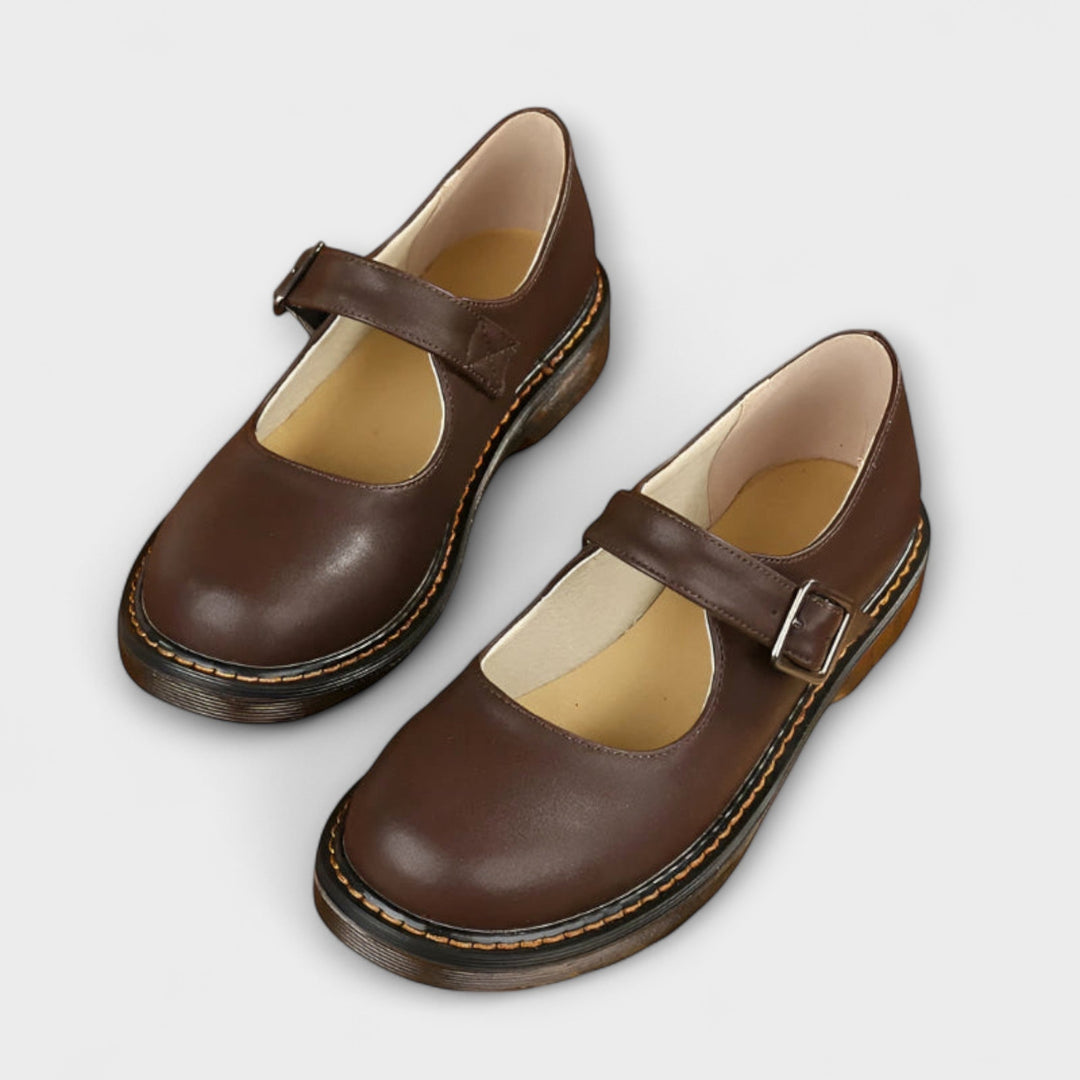 Eleganter Mary Jane Damenschuh "Amelie", ein bequemer Flachschuh für Büro und Freizeit.