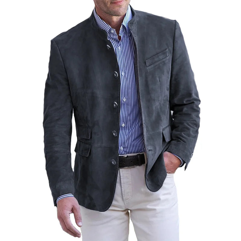Herbstlicher Herren-Blazer/Mantel, klassisches Design für elegante Herrenmode im Büro & Alltag.