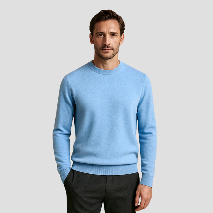 Klassischer Herren Rundhalspullover Marcus, Feinstrick für stilvolle Eleganz im Herbst & Winter.