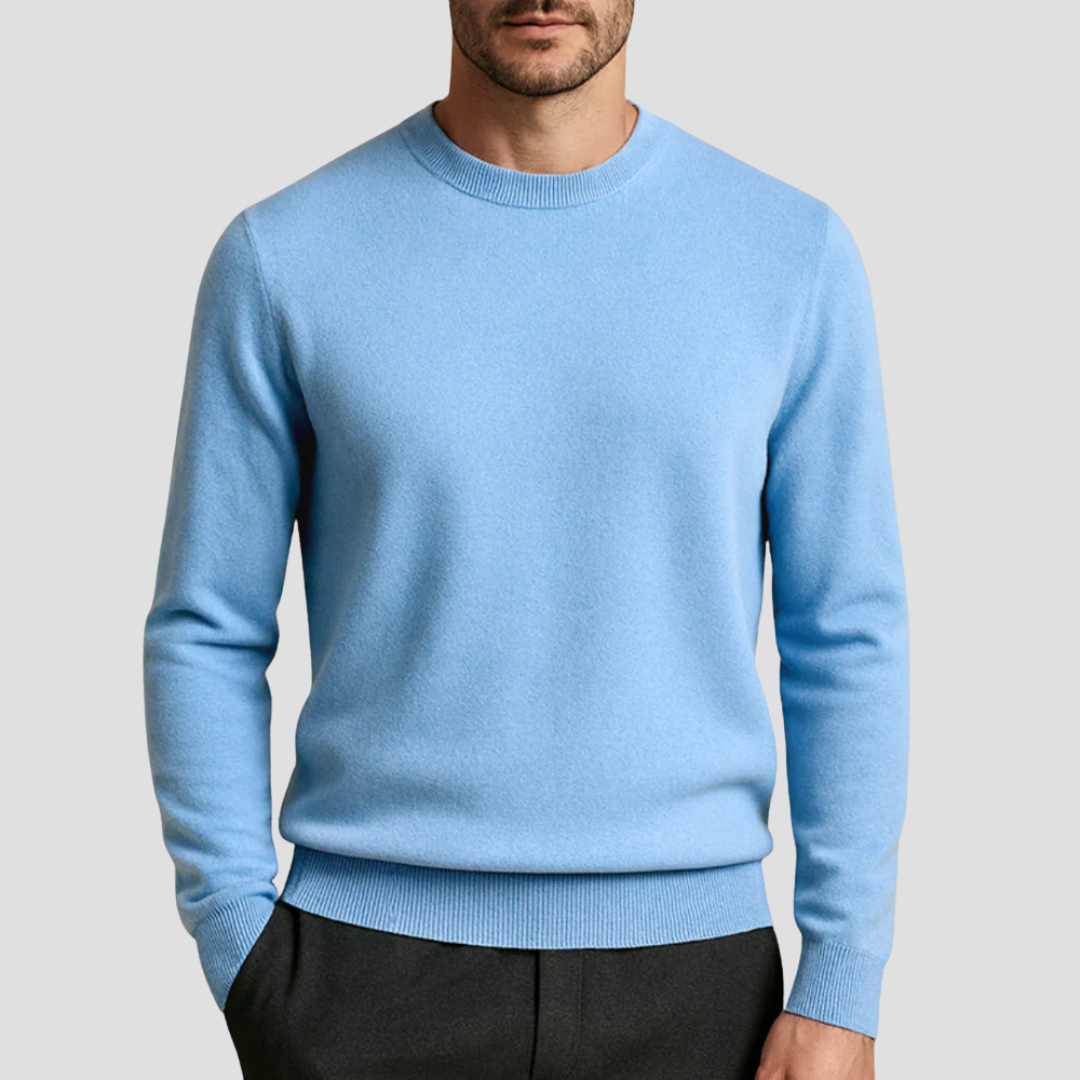 Hochwertiger Herren Strickpullover Marcus mit Rundhals, weicher Feinstrick für Komfort & Stil.