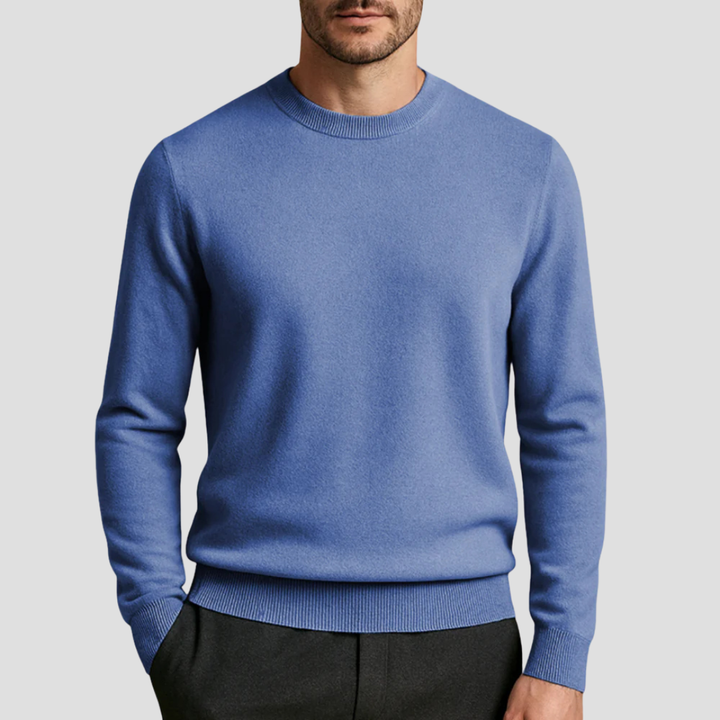 Moderner Herren Rundhalspullover Marcus, perfekt kombiniert für einen eleganten Alltagslook.