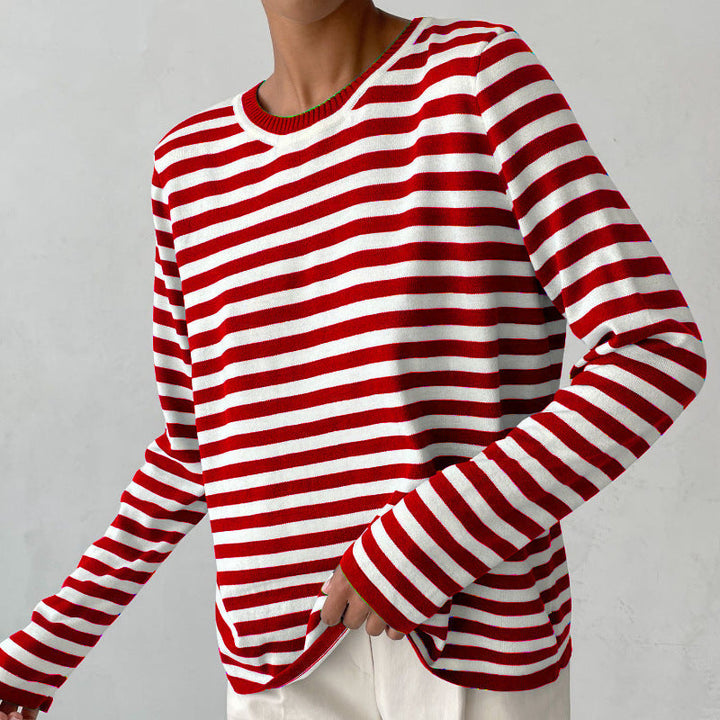 Stylisches gestreiftes Herrenhemd im Business-Look, getragen von einem Modell; ideal für Büro & Anlässe.