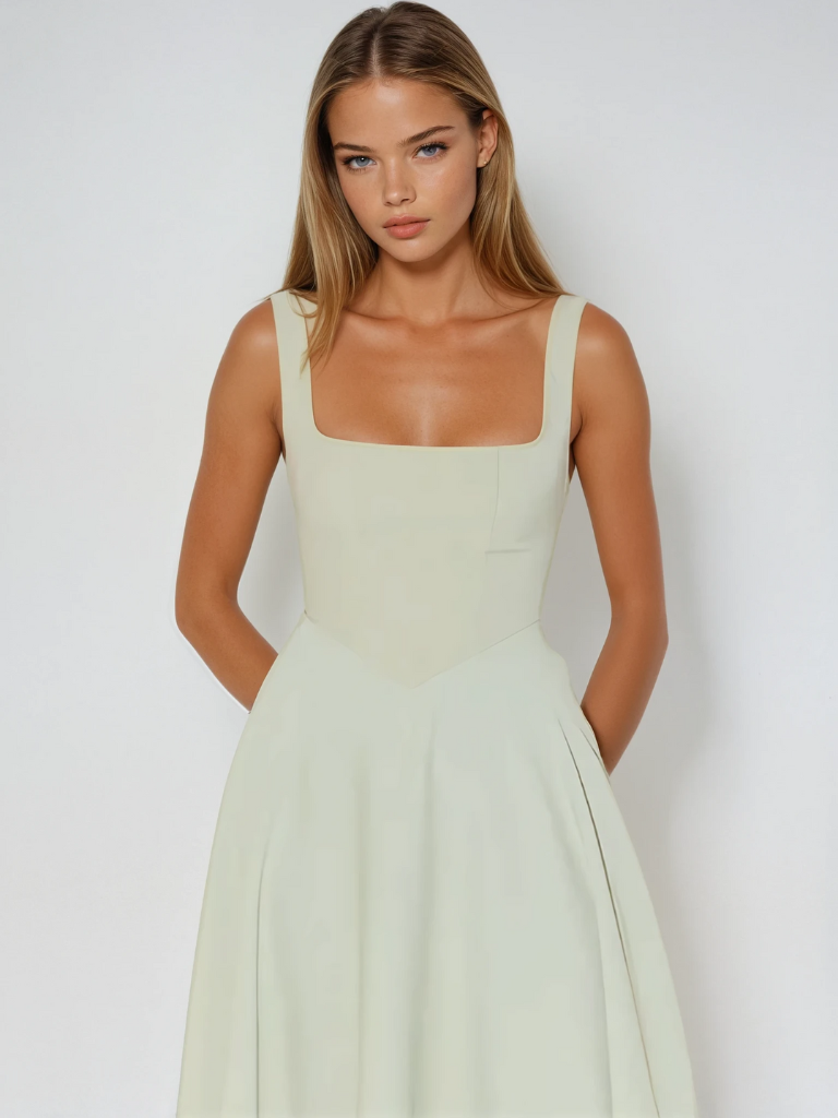 Schwarzes Midi-Kleid für Damen, klassische Abendmode mit zeitloser Eleganz.