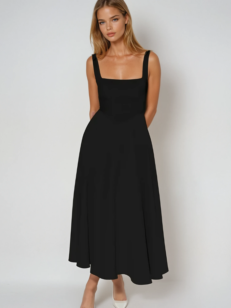 Rotes feminines Midi-Kleid für Damen, stilvolles Partykleid und vielseitige Abendmode.