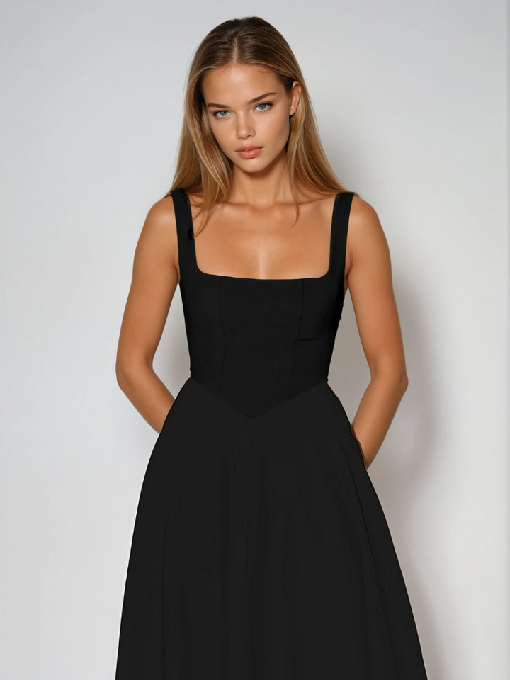 Zeitloses grünes Midi-Kleid für Damen, klassische Eleganz für Büro und Feierlichkeiten.