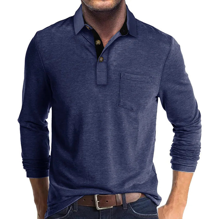 Stilvolles Herren Langarmhemd, anthrazit, mit Brusttasche, perfekt für den modernen Mann.
