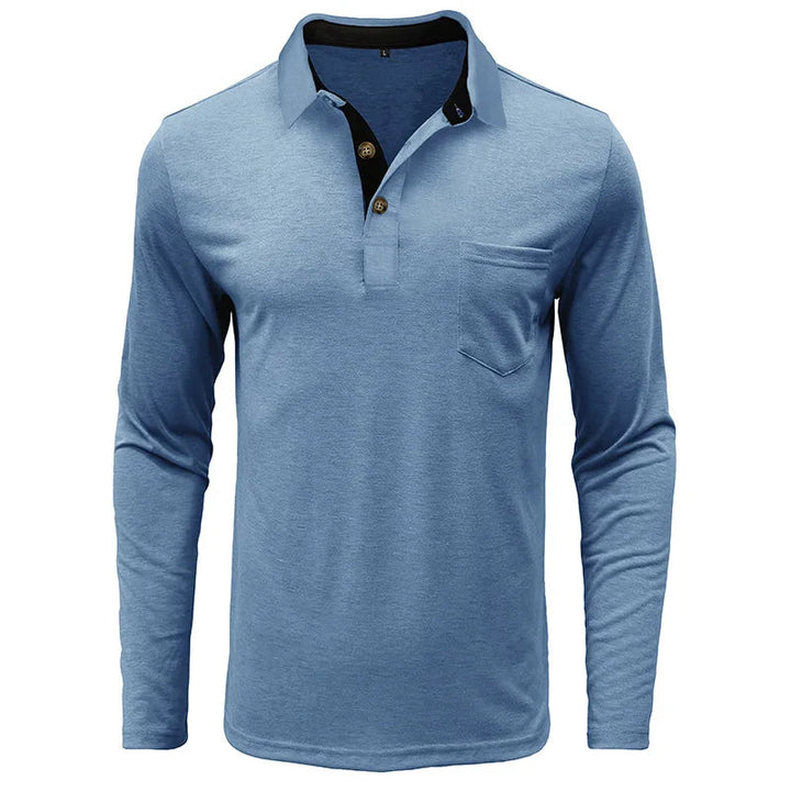Herren Langarmhemd aus feiner Baumwolle, hellblau, ideal für einen entspannten, smarten Look.