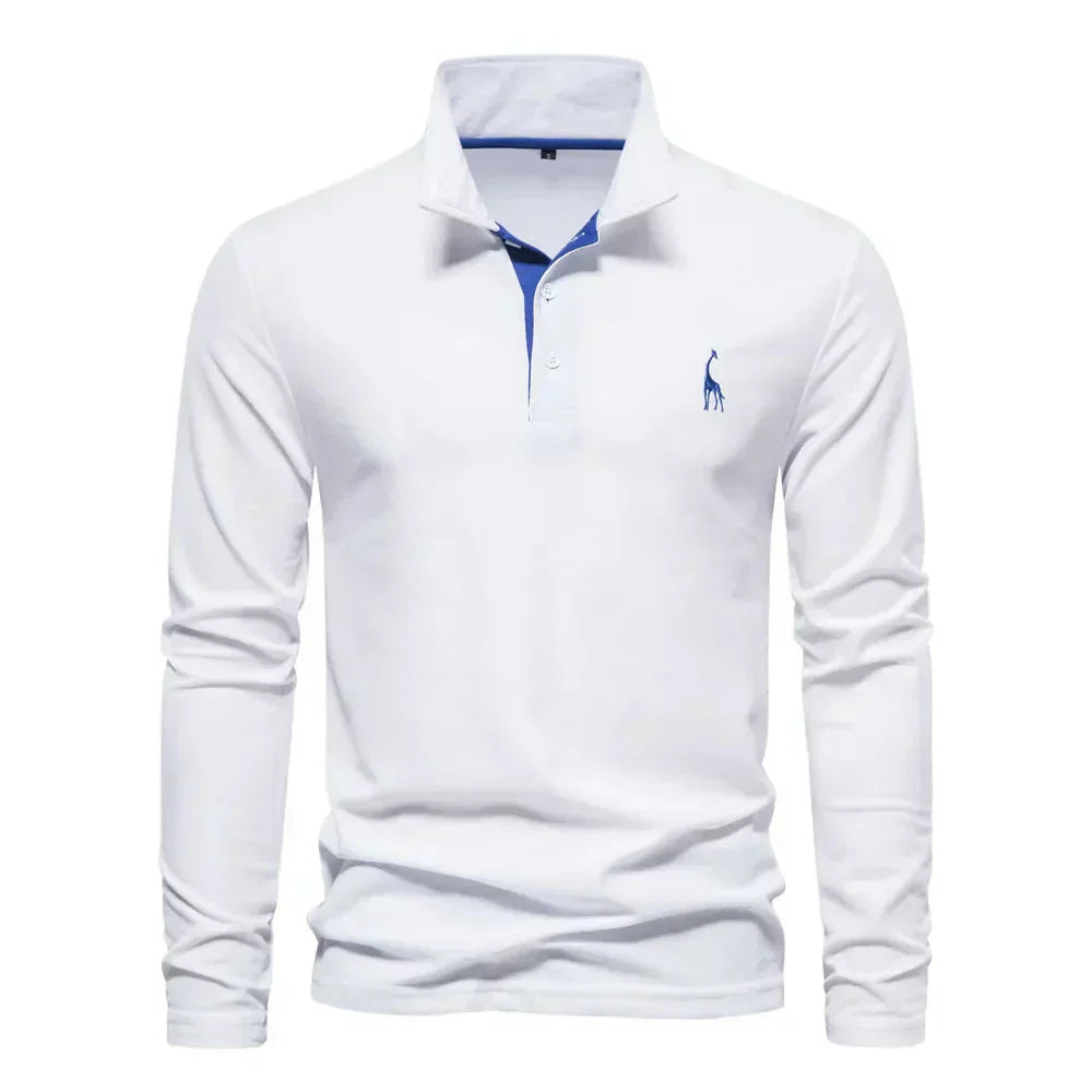Elegantes Langarm Poloshirt für Herren. Vielseitiges Oberteil in Grau, perfekt für Übergangszeit und Herrenmode.