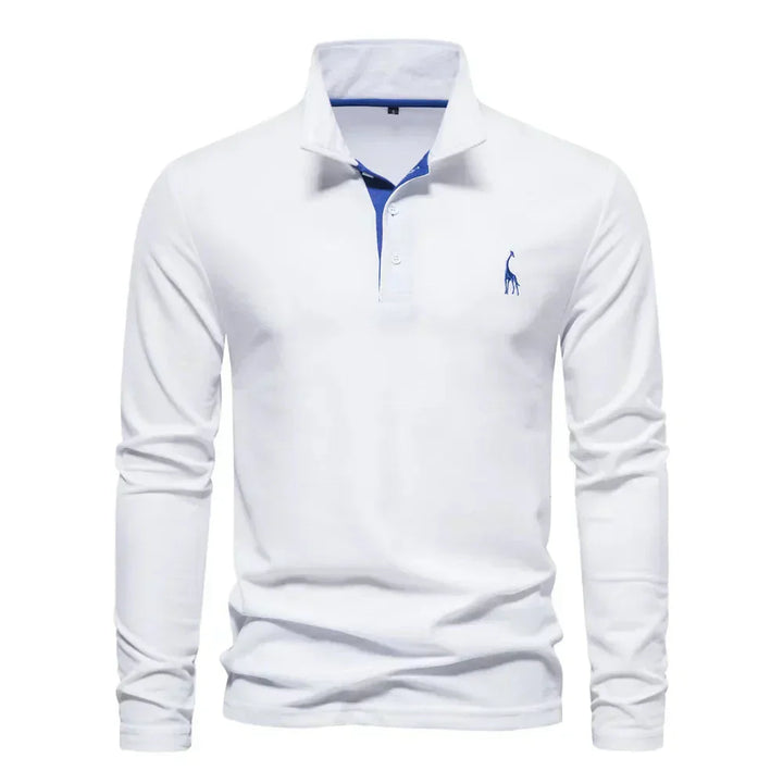 Elegantes Langarm Poloshirt für Herren. Vielseitiges Oberteil in Grau, perfekt für Übergangszeit und Herrenmode.