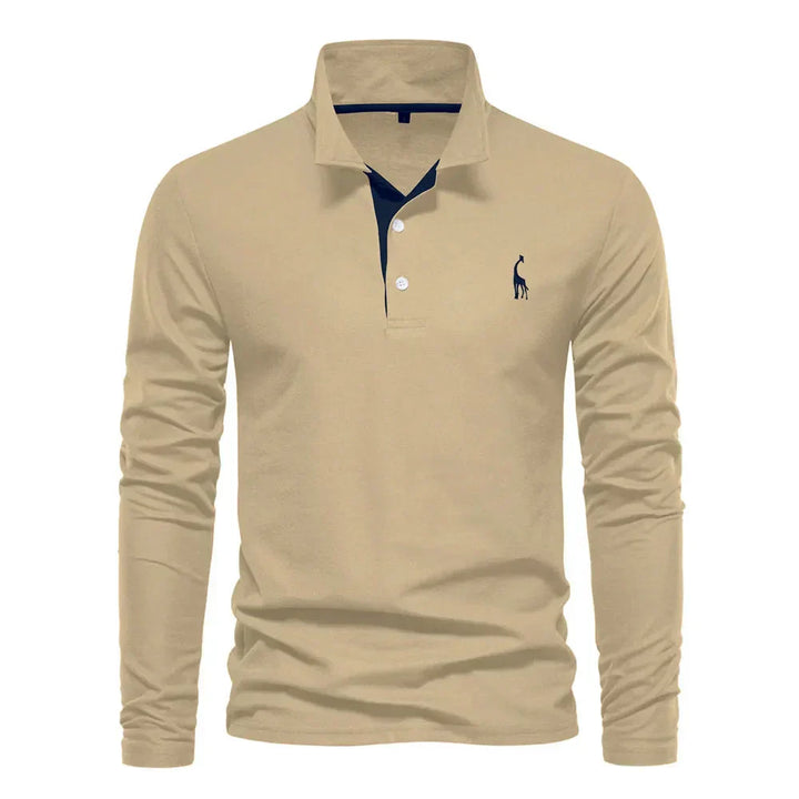 Herren Poloshirt Langarm Felix in Marineblau, klassisch und bequem. Optimal für Freizeit, Business Casual und Alltag.