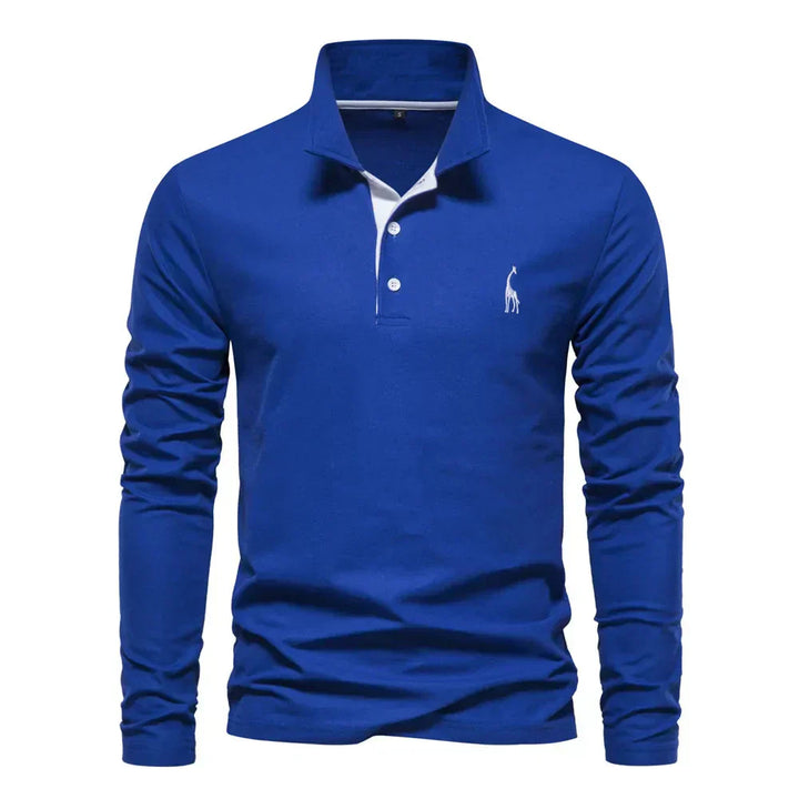 Zeitloses Herren Langarm Poloshirt Felix mit klassischem Kragen und Knopfleiste. Perfekt für vielseitige Outfits.