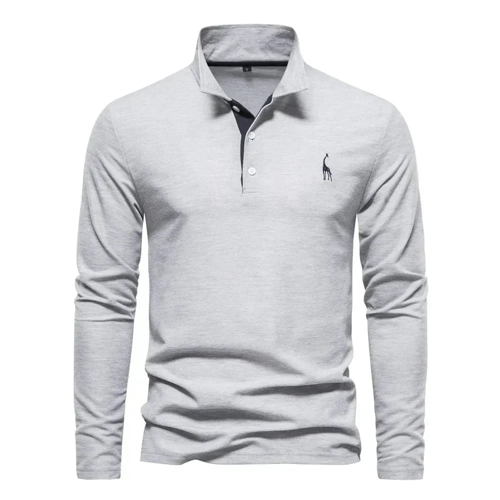 Klassisches Felix Herren Poloshirt Langarm in Weiß. Ein vielseitiges und elegantes Oberteil für Freizeit und Business Casual.