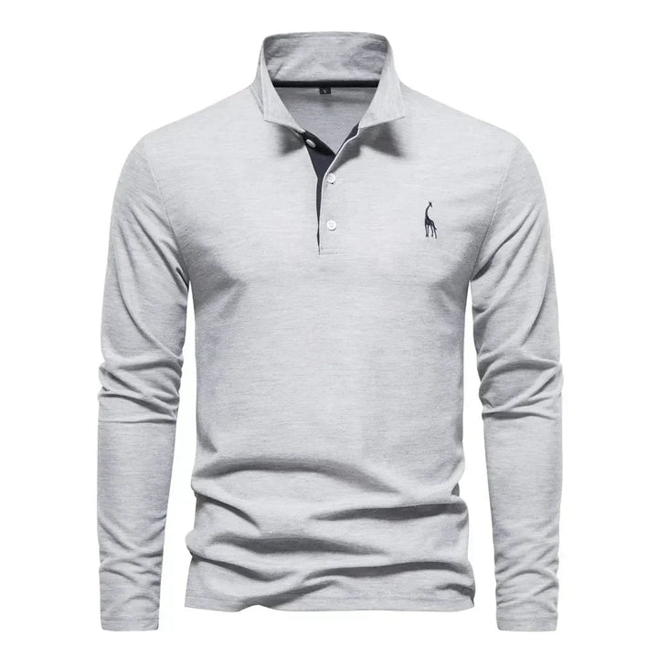 Klassisches Felix Herren Poloshirt Langarm in Weiß. Ein vielseitiges und elegantes Oberteil für Freizeit und Business Casual.