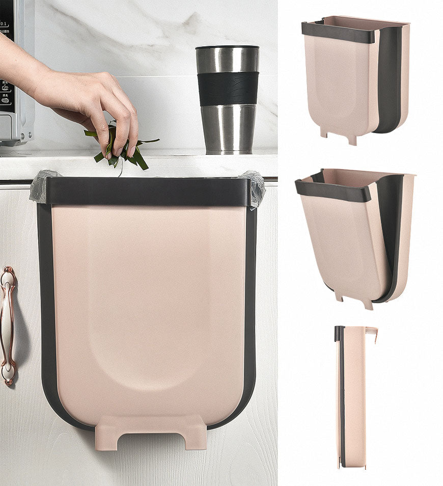 Moderner klappbarer Mülleimer für die Küche, perfekt zum Aufhängen, um Platz zu sparen und Abfall diskret zu entsorgen.