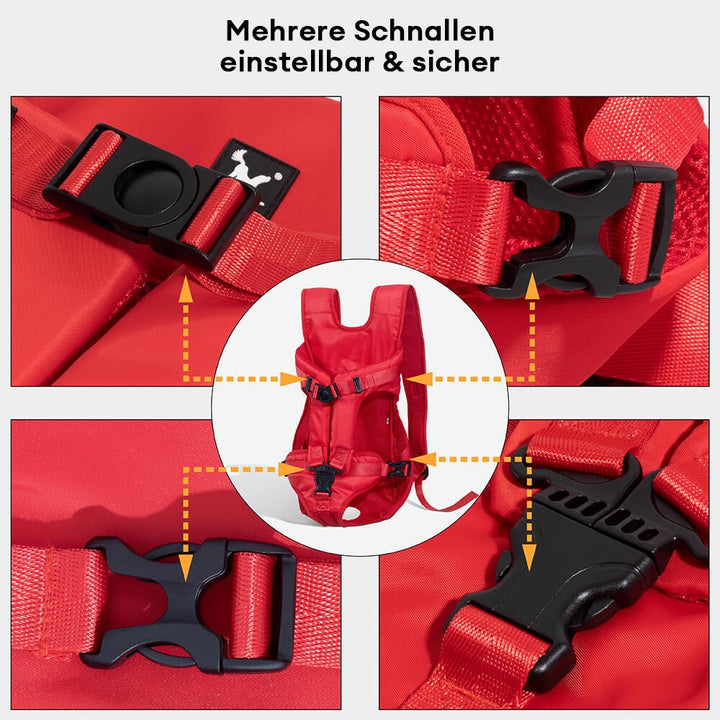 Ergonomischer Haustiertrage-Rucksack, sicher und bequem für lange Spaziergänge und Reisen.
