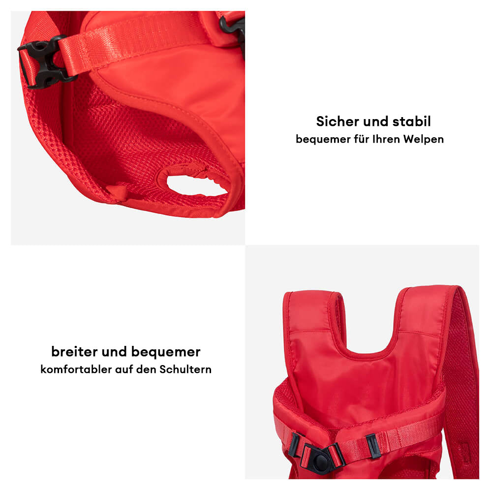 Stabiler Hunderucksack mit Belüftung, perfekt für Stadtausflüge und leichte Wanderungen.