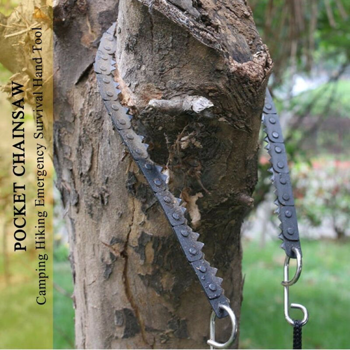 Vielseitige Taschenkettensäge für Garten, Camping, Survival. Leichtes & effektives Werkzeug zum Holz sägen.