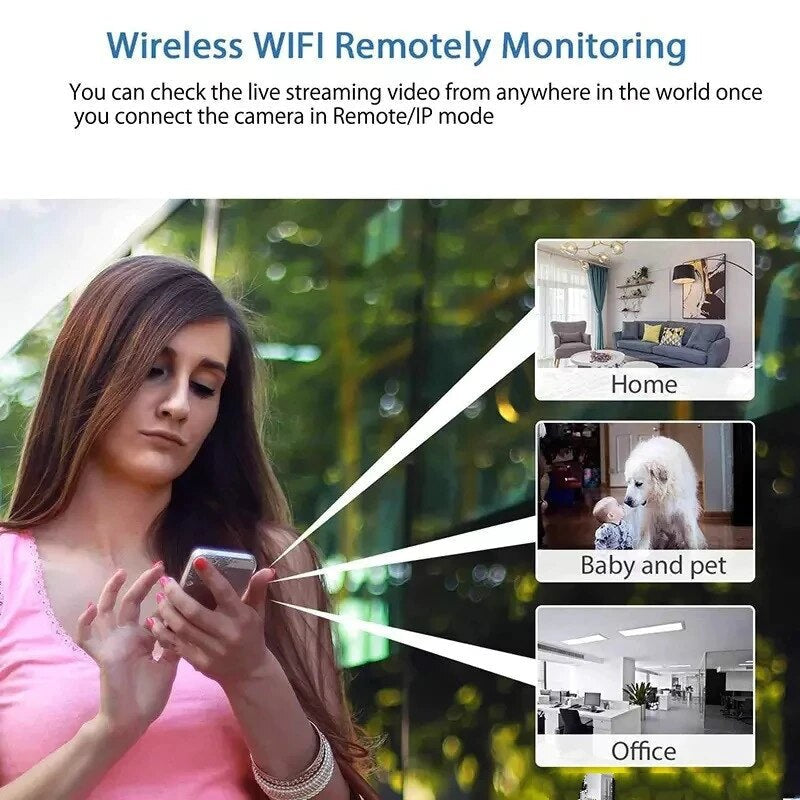 Fernsteuerbare Mini WLAN Kamera für Sicherheit; diskrete Videoüberwachung mit HD-Auflösung, ideal für Zuhause.
