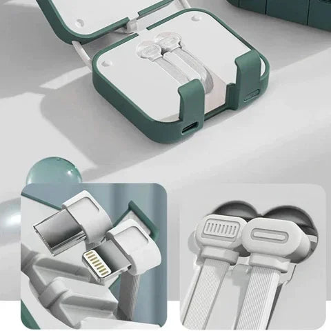 Rote Powerbank PowerPocket, ultra-kompaktes mobiles Ladegerät für Smartphones, externer Akku für Reisen.