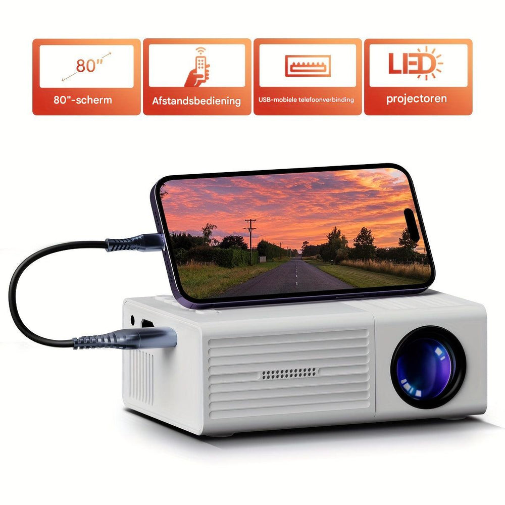 Tragbarer Ultra-Helldichter Mini-Beamer für das ultimative Heimkinoerlebnis bei Filmabenden.