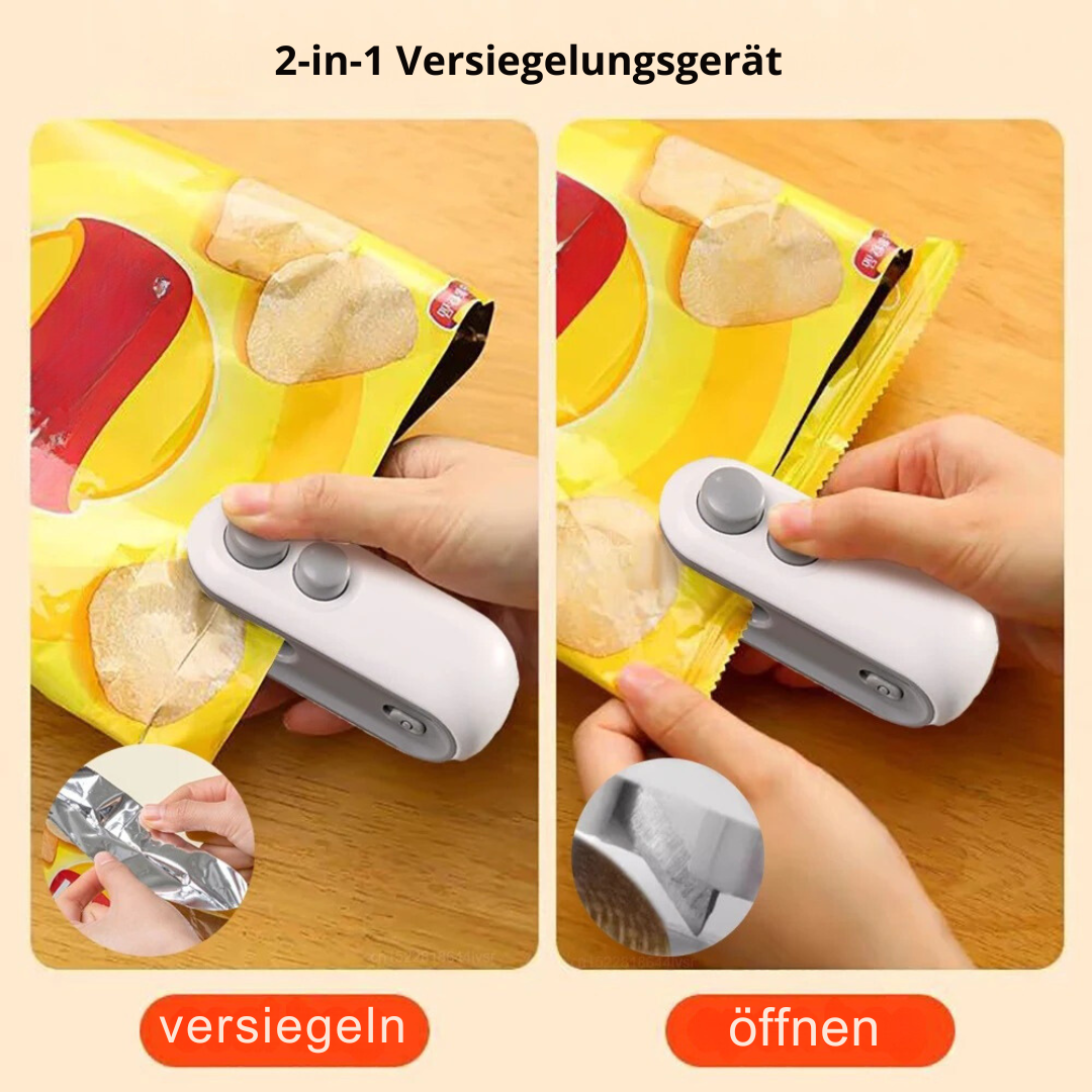 Modernes, platzsparendes Versiegelungsgerät mit 2 Funktionen für optimale Lebensmittel-Frische im Haushalt.