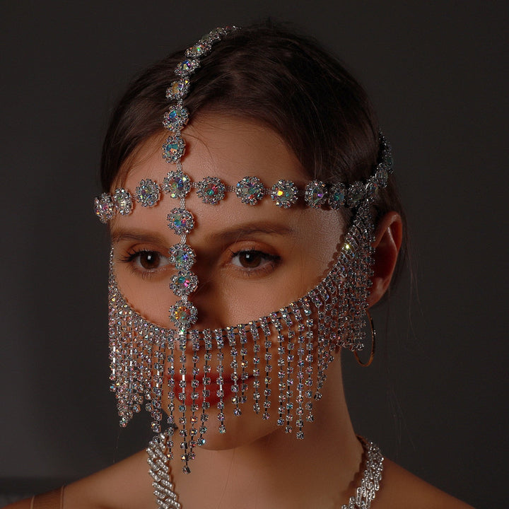 Auffällige Glitzer Schleier Maske, Maskerade Gesichtsschmuck mit Strasssteinen für einen festlichen Look.