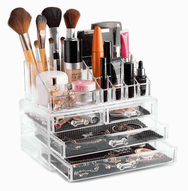Multifunktionaler Make-up Ständer & Schmuckaufbewahrung. Acryl Ordnungssystem für Kosmetik.