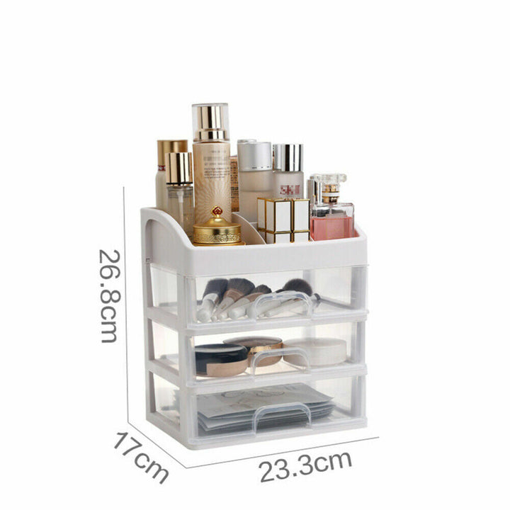 Moderner transparenter Kosmetik Organizer. Optimale Make-up Aufbewahrungslösung für jeden Schminktisch.