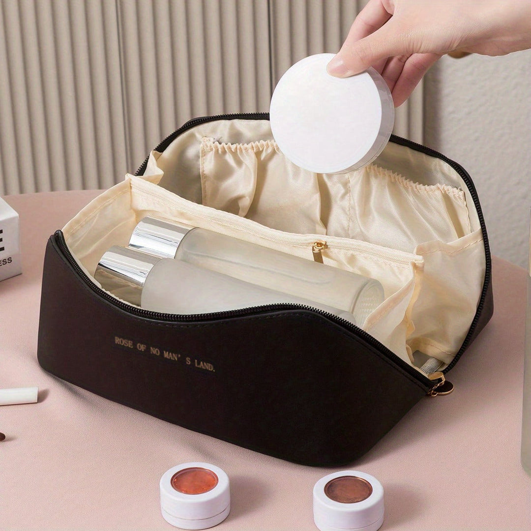 Praktischer Make-up Organizer zur Kosmetikaufbewahrung, stilvolle Reißverschluss-Kosmetiktasche.