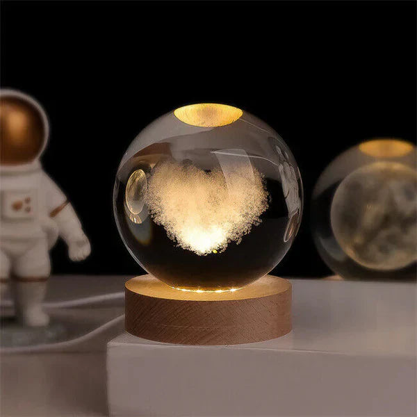 Die 3D-Lichtkugel schafft eine entspannende Weltraum-Atmosphäre im Raum.